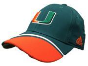 Miami Hurricanes Adidas YOUTH Green Structured Fitted Hat Cap One Size