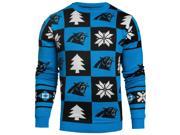 Carolina Panthers NFL FC Blue Black Blue Black Knit Patches Ugly Sweater XL