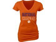 Clemson Tigers JR WOMEN 2016 College Football Champs Orange V Neck T Shirt L