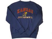 Kansas Jayhawks Colosseum Blue Grunge Logo Crew Neck Pullover Sweatshirt L