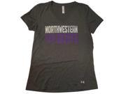Northwestern Wildcats Under Armour Heatgear WOMEN Gray V Neck T Shirt M
