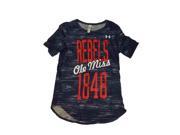 Ole Miss Rebels Under Armour Heatgear WOMENS Navy SS Scoop Neck T Shirt S