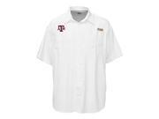 Texas A M Aggies Columbia White Tamiami Button Up SS PFG Fishing Shirt L