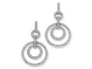 Sterling Silver Cz Brilliant Embers Polished Circle Dangle Earrings