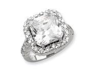 Sterling Silver Fancy Square Cut 12mm X 12mm Cz Ring Size 7