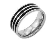 Titanium Grooved 8mm Black Ip Plated Polished Band Size 11.5