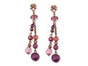 Rose Tone Pink Purple Acrylic Beads Post Dangle Earrings