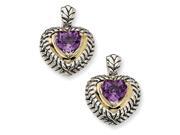 Sterling Silver W 14k 3.64amethyst Heart Earrings