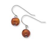 Sterling Silver Chocolate 7.5 8mm Fw Cultured Pearl Dangle Earrings