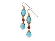 Copper Tone Aqua Brown Acrylic Beads Dangle Earrings