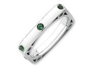 Sterling Silver Stackable Expressions Polished Created Emerald Square Ring Size 10
