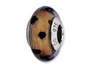 Sterling Silver Reflections Brown W/Black Dots Italian Murano Bead Sterling Silver Reflections Brown W/Black Dots Italian Murano Bead