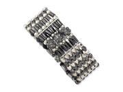 Silver Tone Black Plated Acrylic Beads Stretch Bracelet