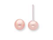Sterling Silver 6.5-7mm Fw Cult. Button Pearl Rose Earrings Sterling Silver 6.5-7mm Fw Cult. Button Pearl Rose Earrings