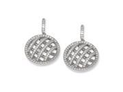 Sterling Silver Cz Brilliant Embers Polished Round Dangle Post Earrings