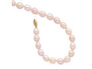 14k 8 8.5mm Pink Rice Shape Freshwater Cultured Pearl Bracelet