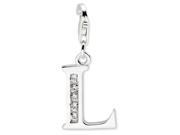 Sterling Silver Cz Letter L W/Lobster Clasp Charm Sterling Silver Cz Letter L W/Lobster Clasp Charm
