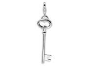 Sterling Silver Polished Open Oval Heart Key W Lobster Clasp Charm