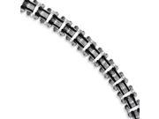 Stainless Steel Black Rubber 8.25in Bracelet