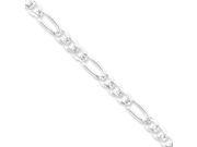 Sterling Silver 7mm Pave Flat Figaro Chain Size 7