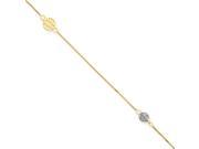 14k Two Tone Puff Circle With 1in Ext Anklet