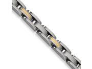 Stainless Steel 14k Gold Inlay 8in Bracelet