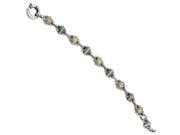 Sterling Silver W 14k Antiqued Link 7.25in Bracelet
