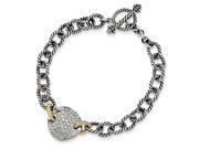 Sterling Silver W 14k .035ct. Diamond 7.5in Link Bracelet