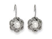 Stainless Steel Freshwater Cultured Pearl Cz Earrings