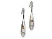 Stainless Steel Oval Gold Ipg Plated W Cz Dangle Earrings