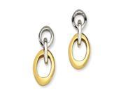 Stainless Steel Gold Ipg Plated Polished Oval Post Dangle Earrings