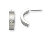 Stainless Steel Laser Design Half Hoop Post Earrings