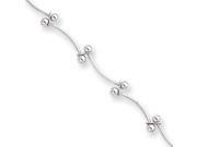 8.25in Rhodium Plated Bead Wave Chain Bracelet Size 8.25