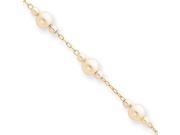 7.25in Gold Plated White Glass Pearl Bracelet
