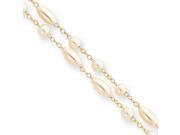 8.25in Gold Plated Two Strand Glass Pearl Bracelet
