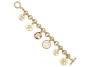 Gold Tone Blessed Flower Of The Lily 7.5in Charm Bracelet