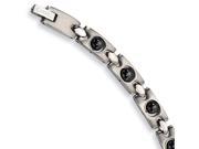 Stainless Steel Black Plated Magnetic Accents 8.5in Bracelet