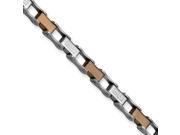 Stainless Steel Chocolate Color Ip Plated Greek Key Design Bracelet