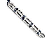 Stainless Steel And Blue Ceramic Fancy Link Bracelet