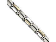 Stainless Steel Gold Ipg Plated Brushed Polished 8.5in Bracelet