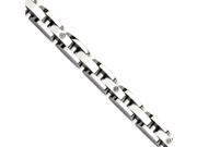 Stainless Steel W 14k White Gold Accents Diamonds 8.5in Bracelet