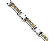 Stainless Steel Gold Ipg Plated Cable W Czs 8.5in Bracelet