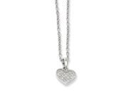 Sterling Silver Cz Brilliant Embers Polished Heart Necklace W 2ext.