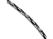 Stainless Steel Grey Carbon Fiber Polished 8.5in Bracelet