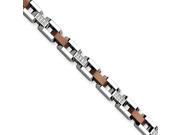 Stainless Steel Chocolate Ip Plated W 1 4ct. Diamond 8.5in Bracelet