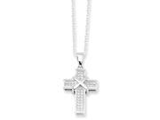 Sterling Silver Cz Brilliant Embers Polished Cross Necklace
