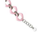 Stainless Steel Pink Ceramic Link Bracelet