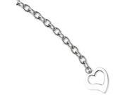 Stainless Steel Polished Open Link W Open Heart 8.5in Bracelet
