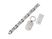 Stainless Steel Brushed Bracelet Money Clip And Key Ring Set