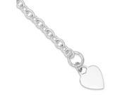 Sterling Silver Engraveable Heart Disc On Fancy Link Toggle Bracelet